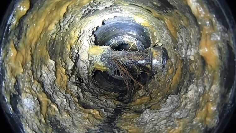 Inside a line before cleaning
